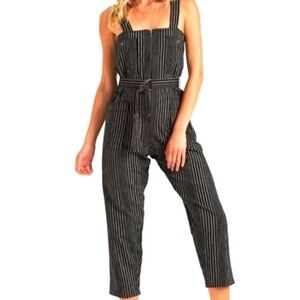 Billabong Jumpsuit Womens Sz Small Striped Cropped Jumpsuit